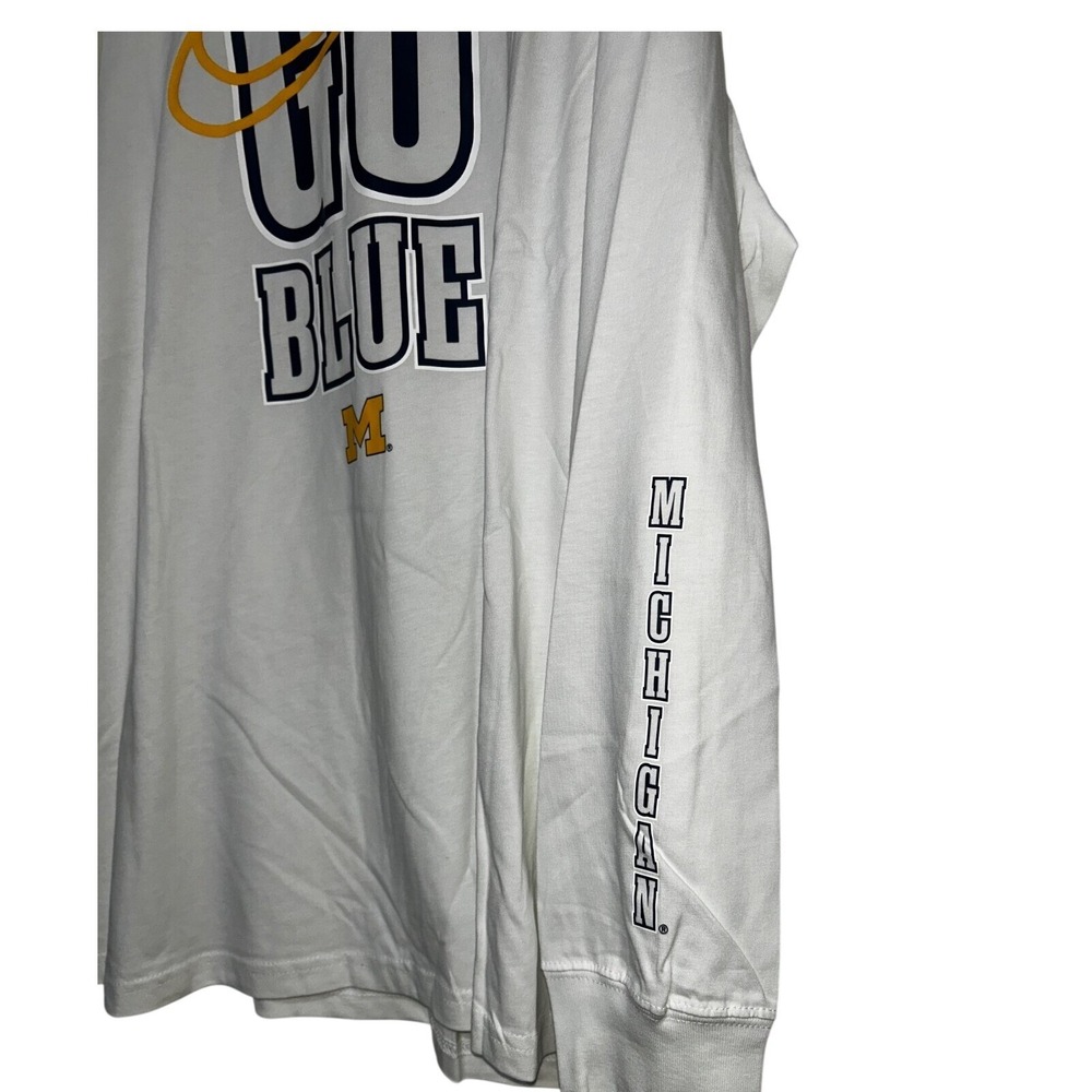 Michigan Wolverines Go Blue Performance Nike T-Shirt Mens 2XL White Long Sleeve - Picture 5 of 5